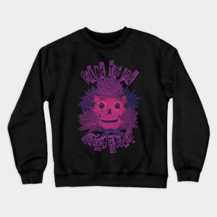 Faded Tats and Vintage Records - Distressed retro neon pink skull design Crewneck Sweatshirt